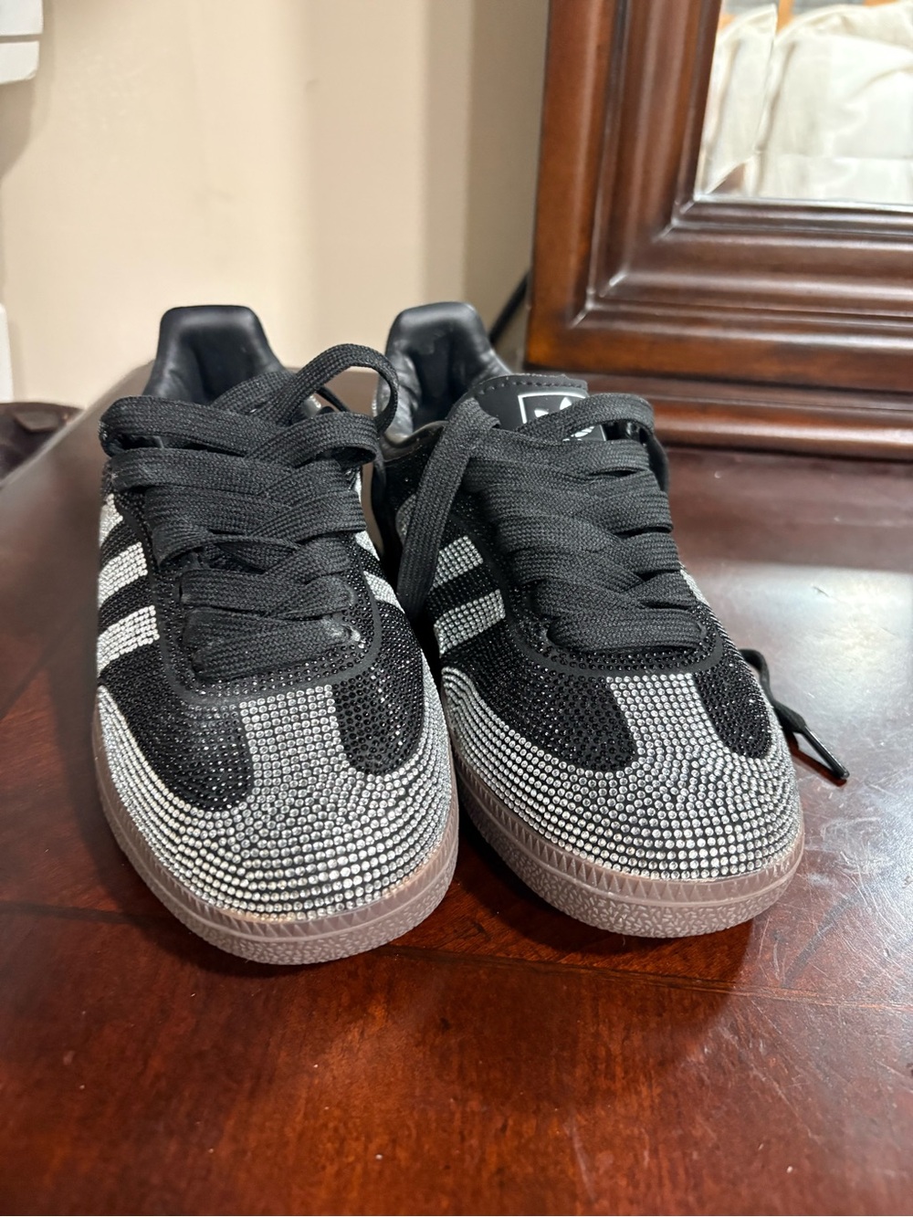 adidas Black and Silver Rhinestone Athletic Sneakers